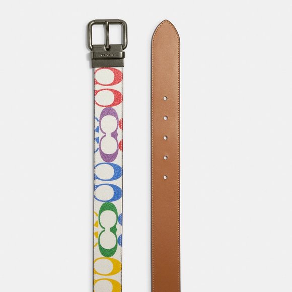 π Coach Rainbow Belt - Roller Buckle Cut To Size Reversible - Picture 2 of 9